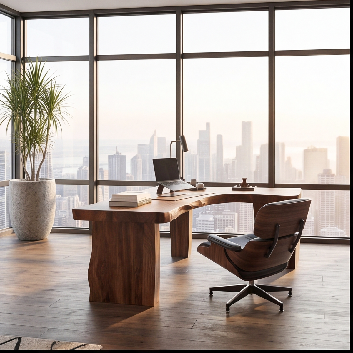 Rustic Live Edge L Shaped Desk For Home Workspace