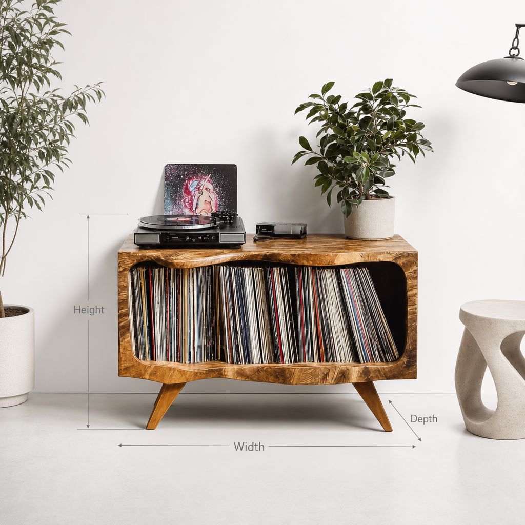 Handcrafted Wooden Record Player Stand