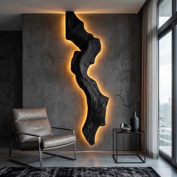 Abstract Live Edge Wall Lamp For Bedroom