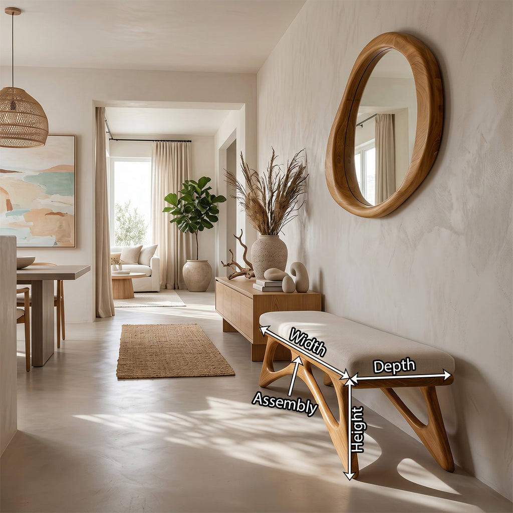 Modern Flowing Wood Bench For Furniture Accent