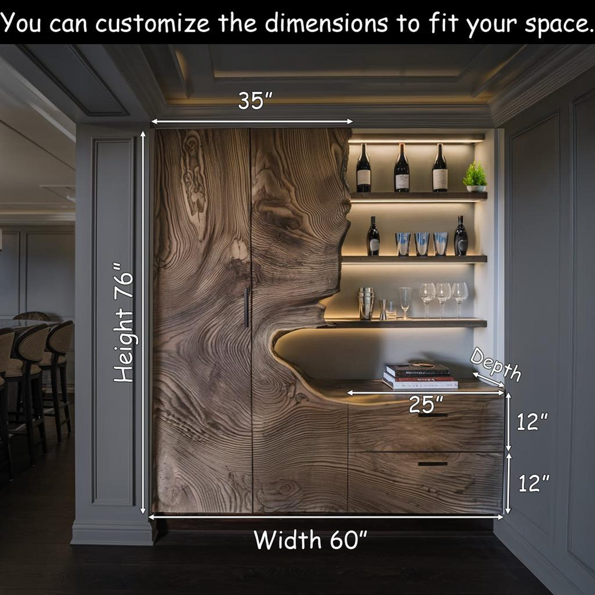 Modern Bar Cabinet With Wine Storage For Dining Room