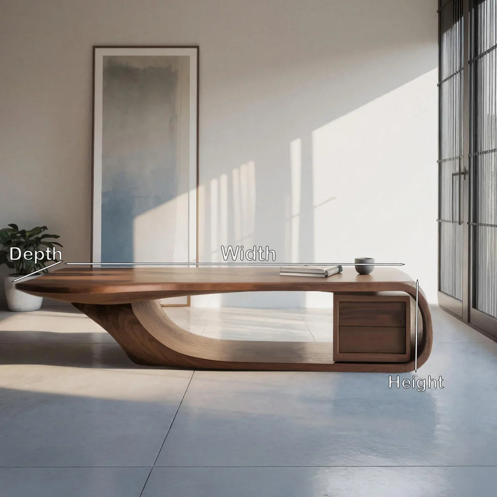 Modern Sculptural Coffee Table With Curved Design For Home Office