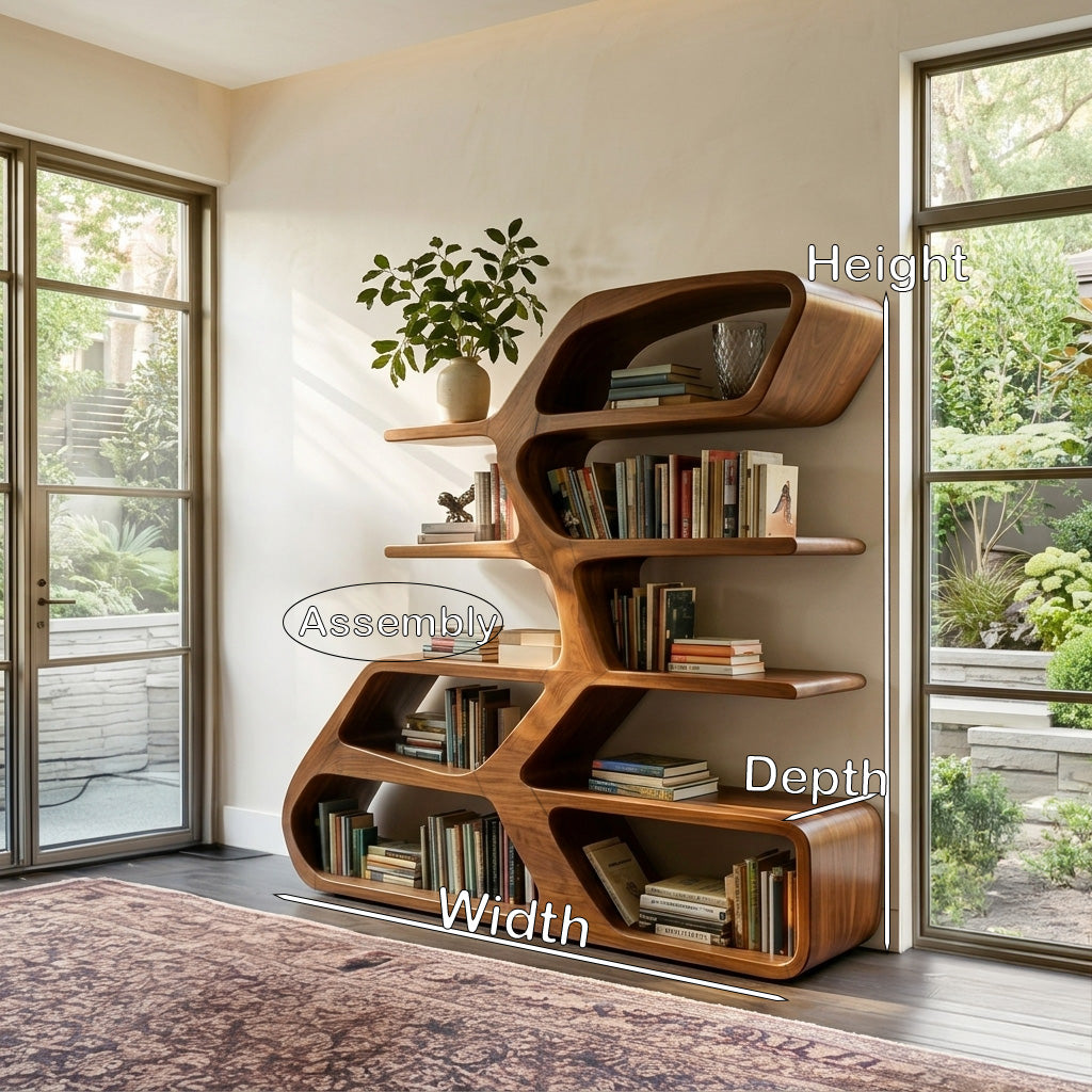 Modern Sculptural Bookshelf For Living Room Decor