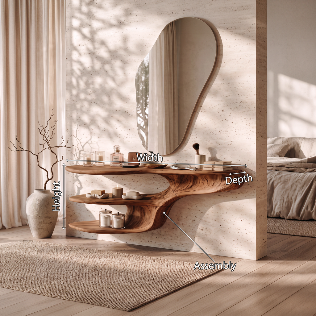 Rustic Solid Wood Vanity For Bedroom Makeup Organization