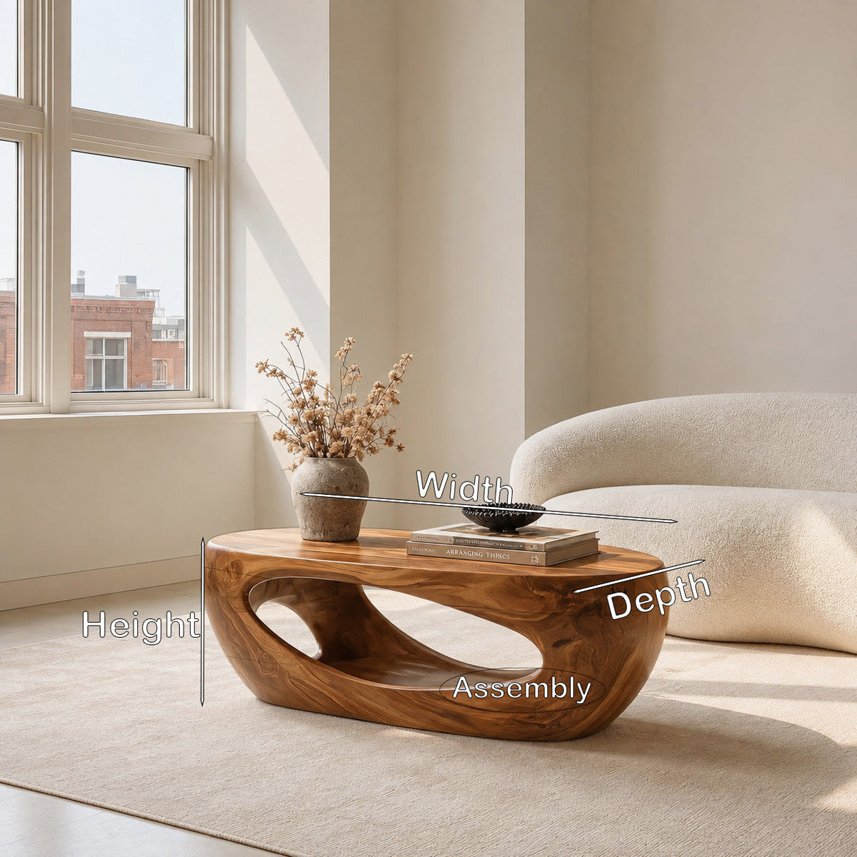 Mid Century Sculptural Coffee Table For Living Room