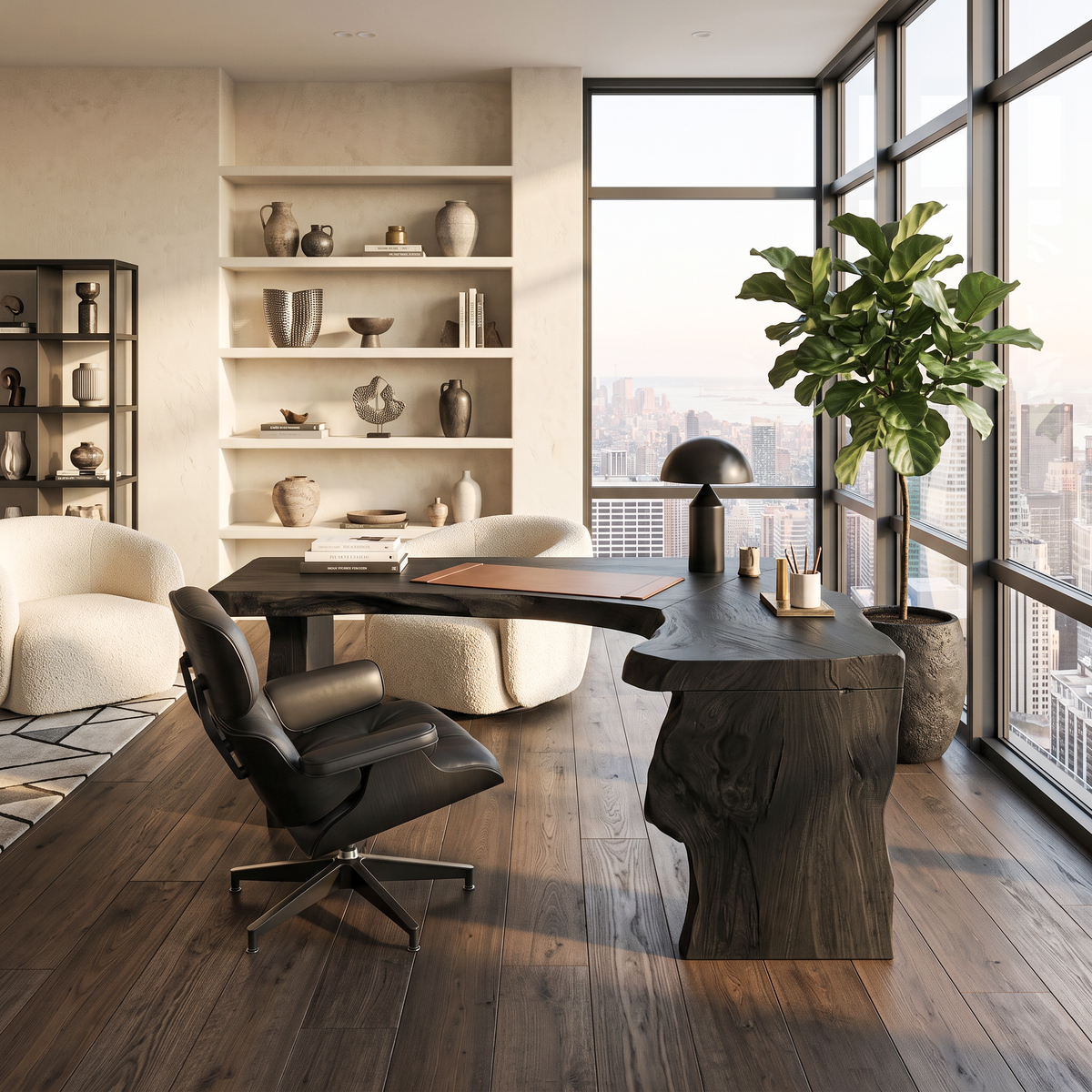 Rustic Live Edge L Shaped Desk For Home Workspace