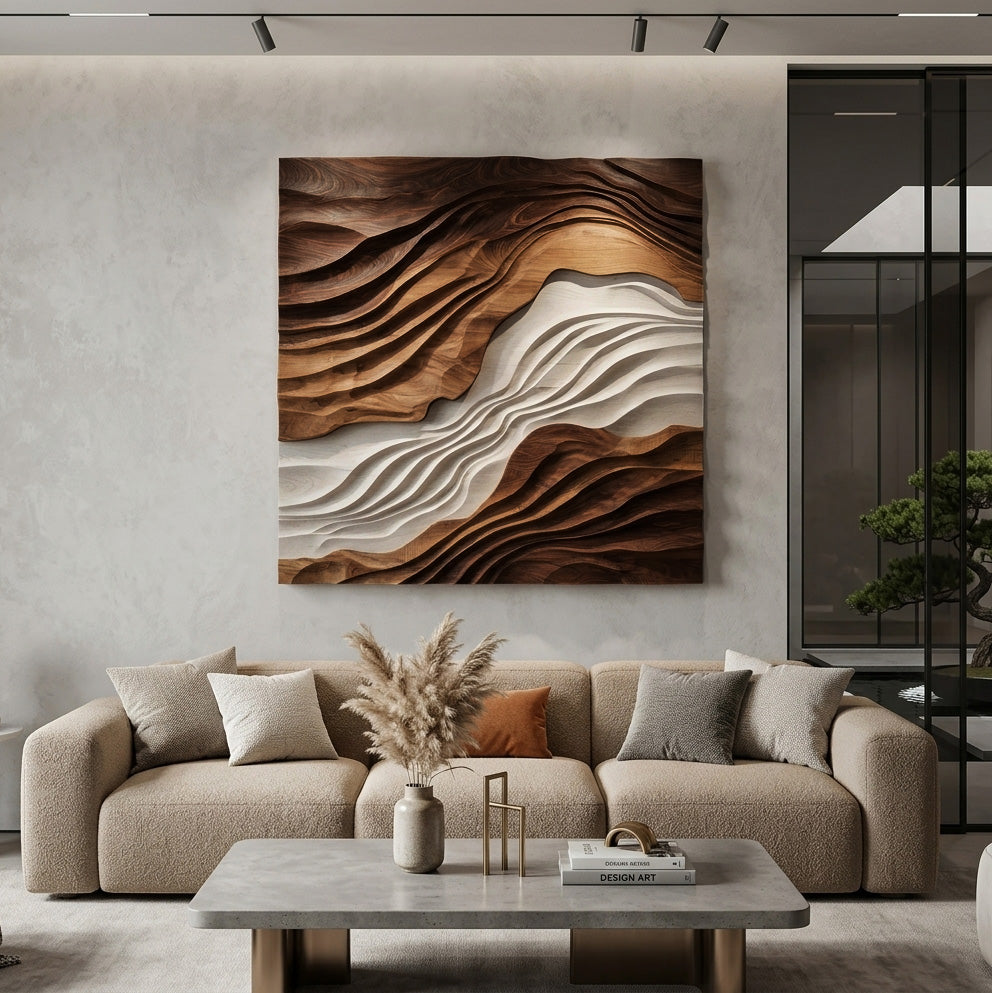 Contemporary Sculptural Wave Wall Art For Living Room