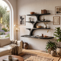 Wooden Wall Mounted Desk With Multi Shelves For Study Room