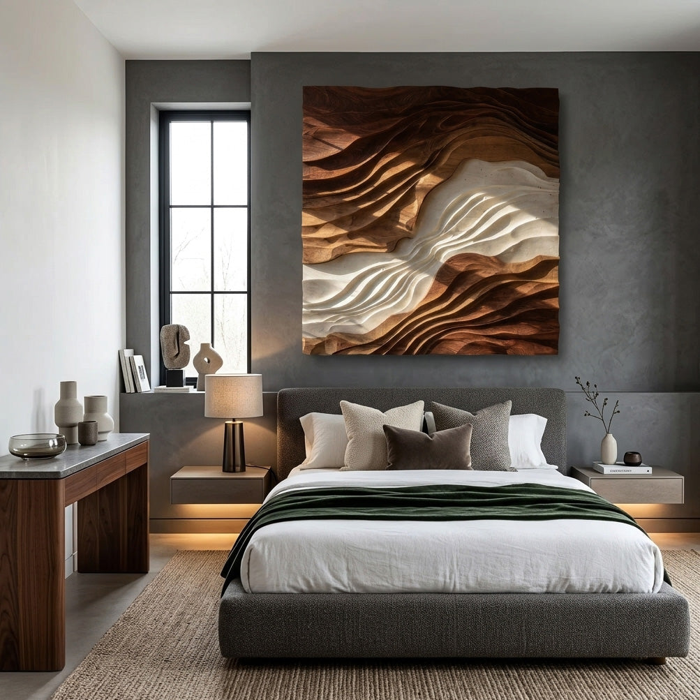 Contemporary Sculptural Wave Wall Art For Living Room