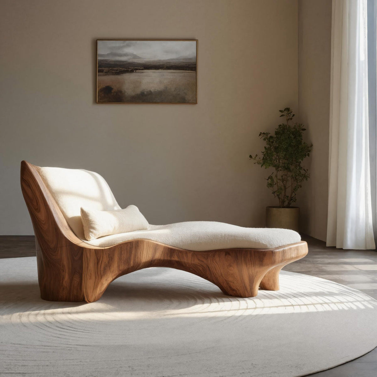 Modern Chaise Lounge With Curved Base For Living Room
