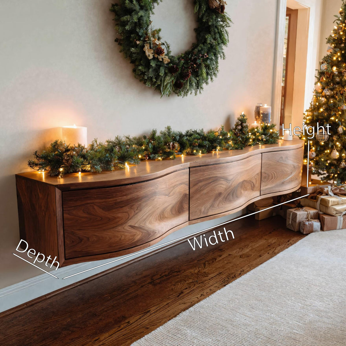 Modern Floating TV Shelf For Holiday Decoration