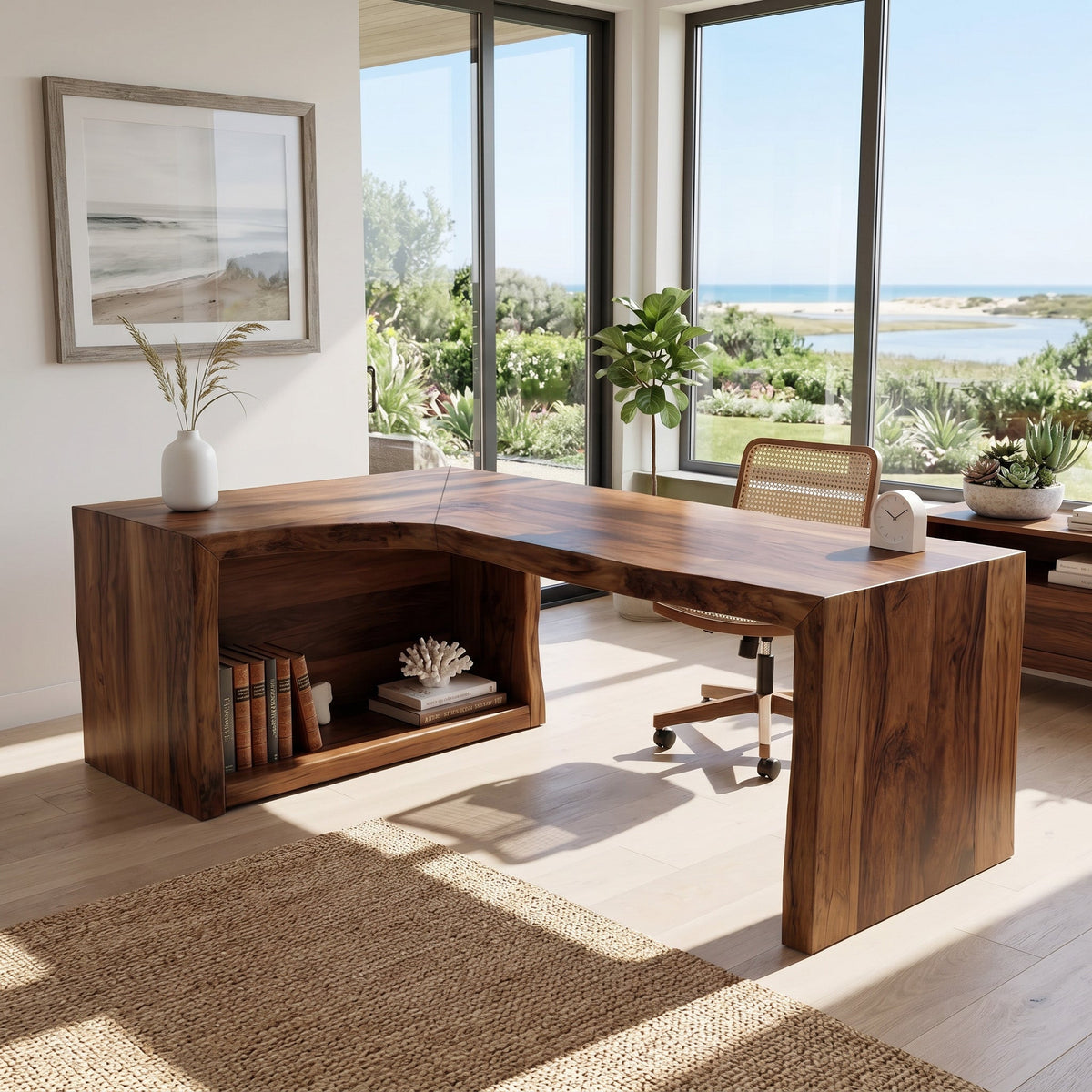 Modern Live Edge L Shaped Desk For Home Office
