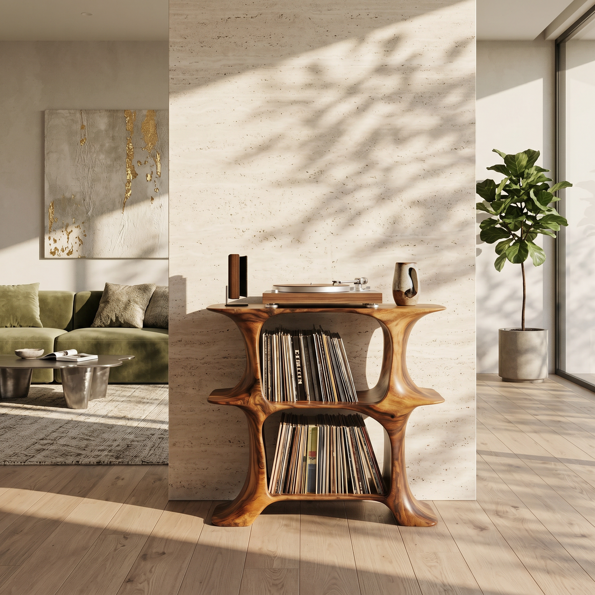 Rustic Record Stand Vintage Living Room Vibe