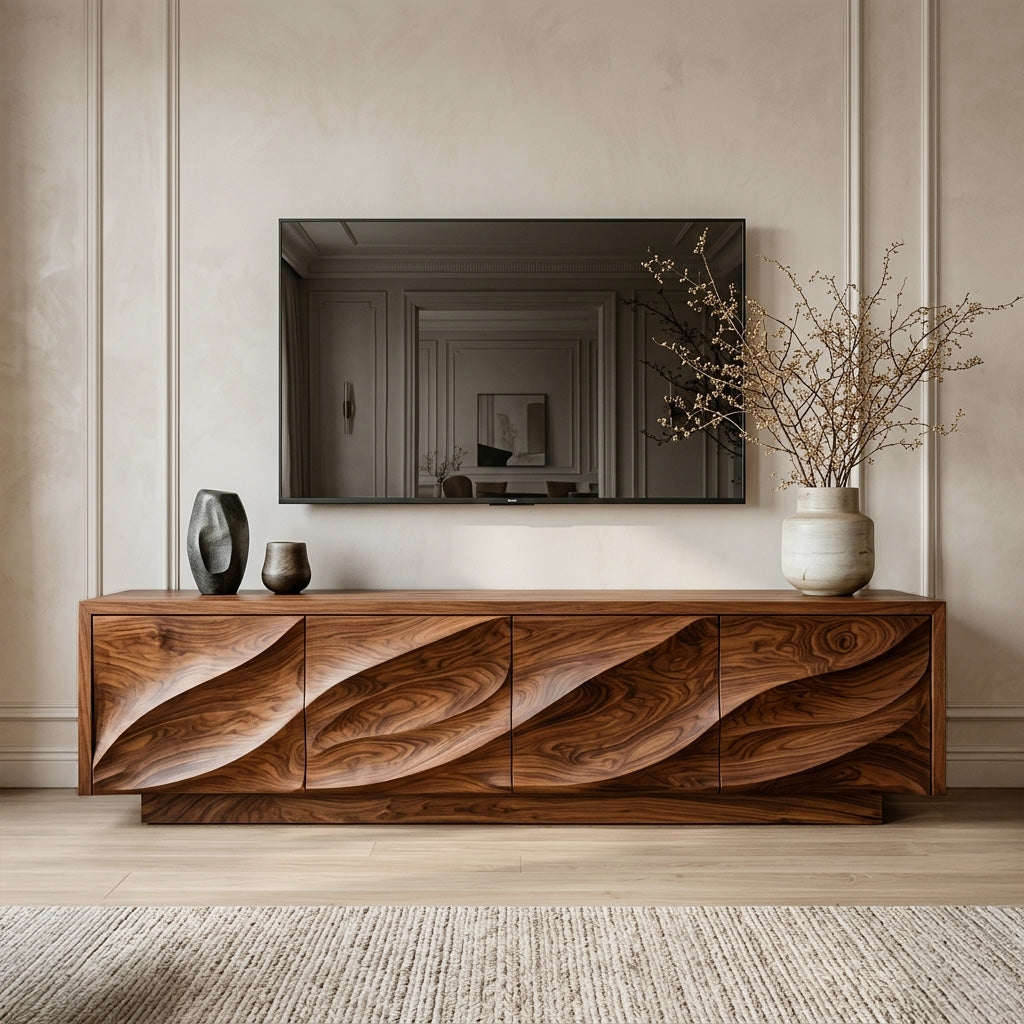 Modern Organic Wood TV Cabinet For Living Room