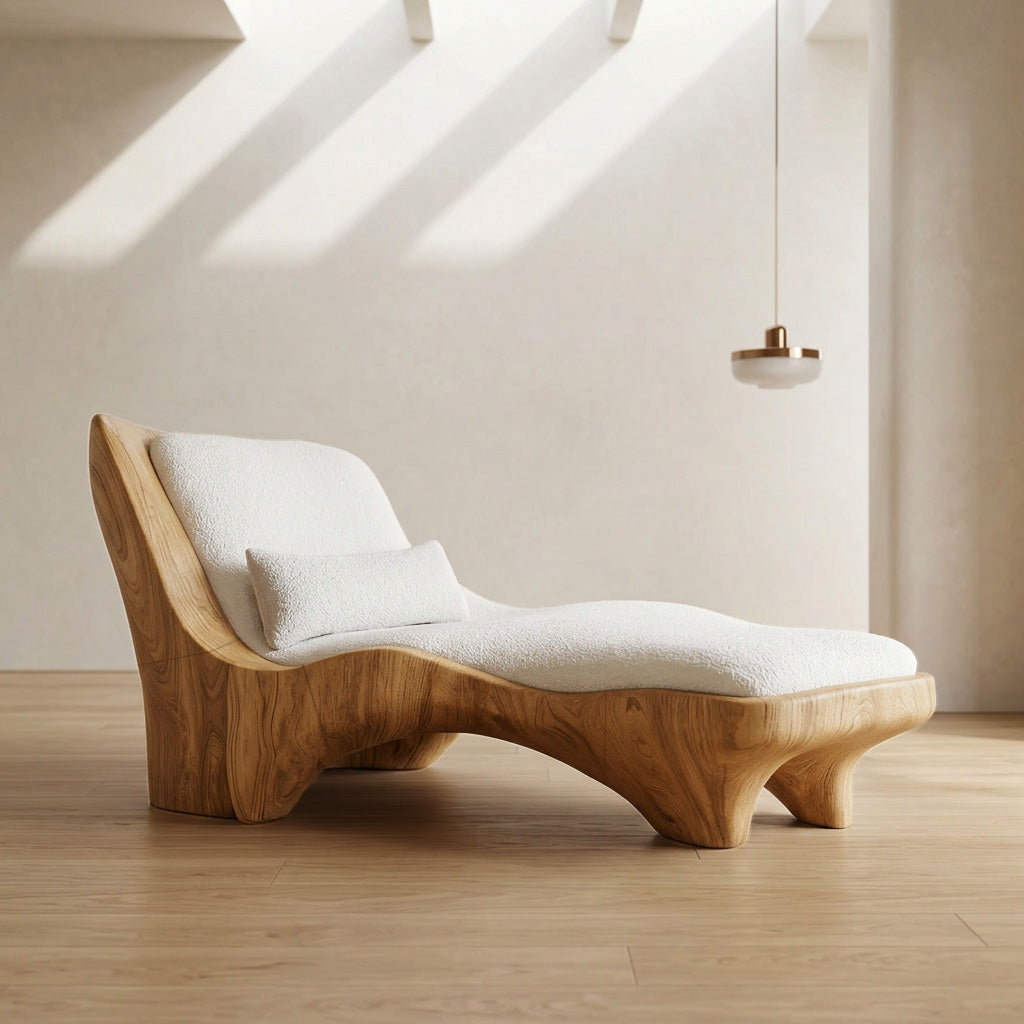 Modern Chaise Lounge With Curved Base For Living Room