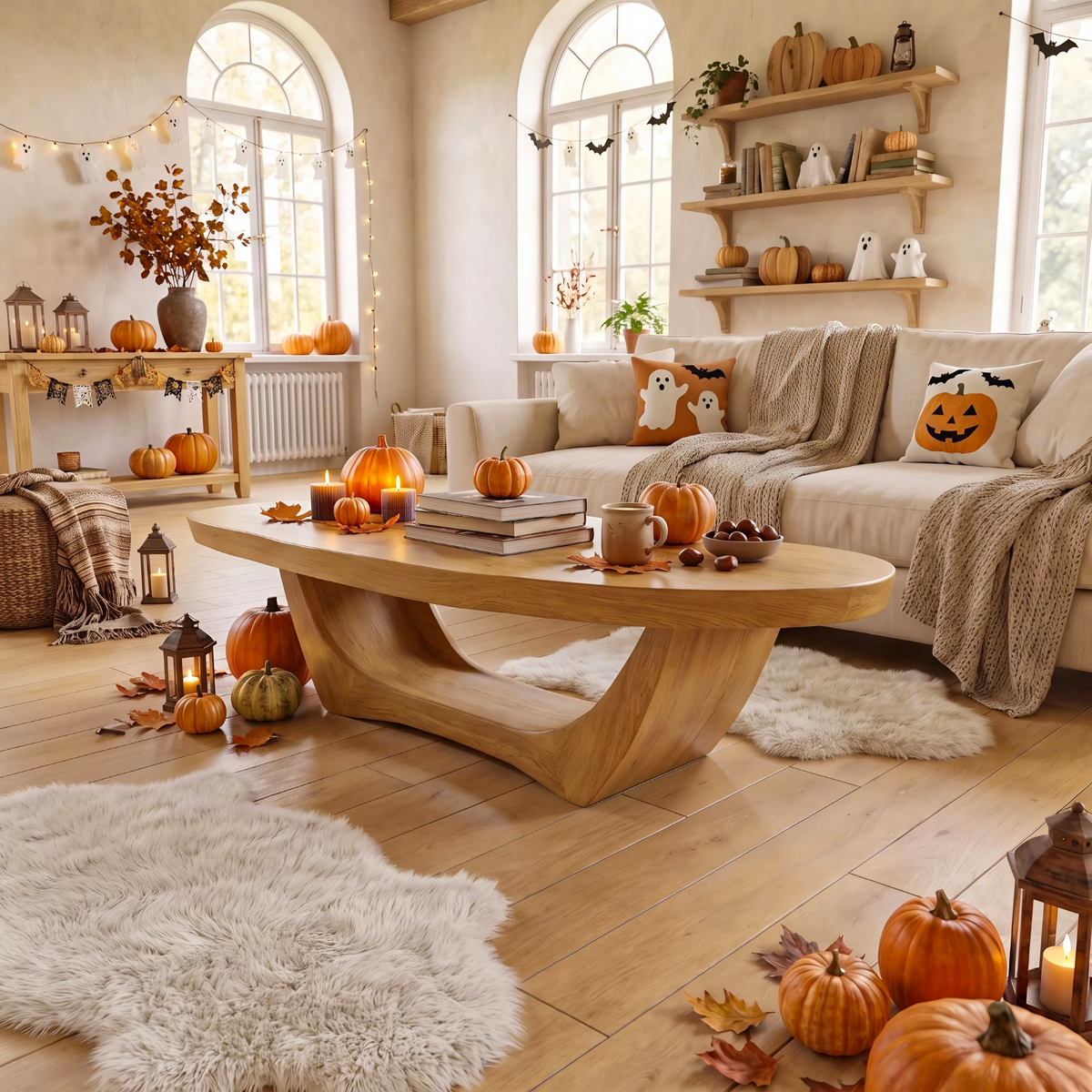 Handcrafted Wooden Live Edge Coffee Table For Living Room Halloween Style