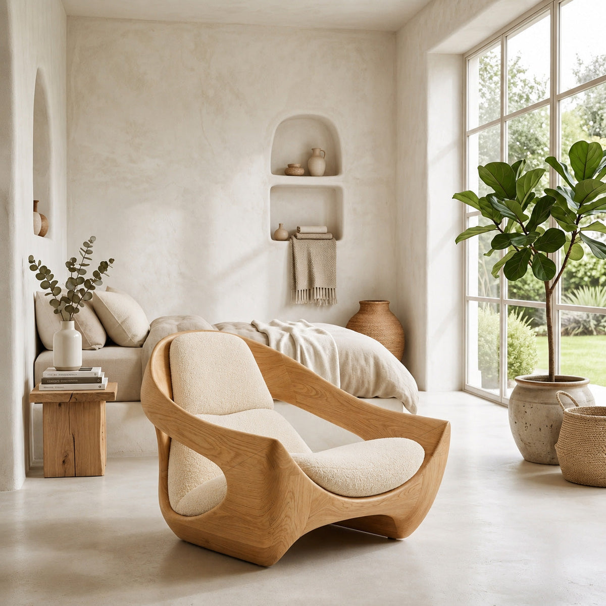 Artistic Natural Wood Chair For Contemporary Living Room