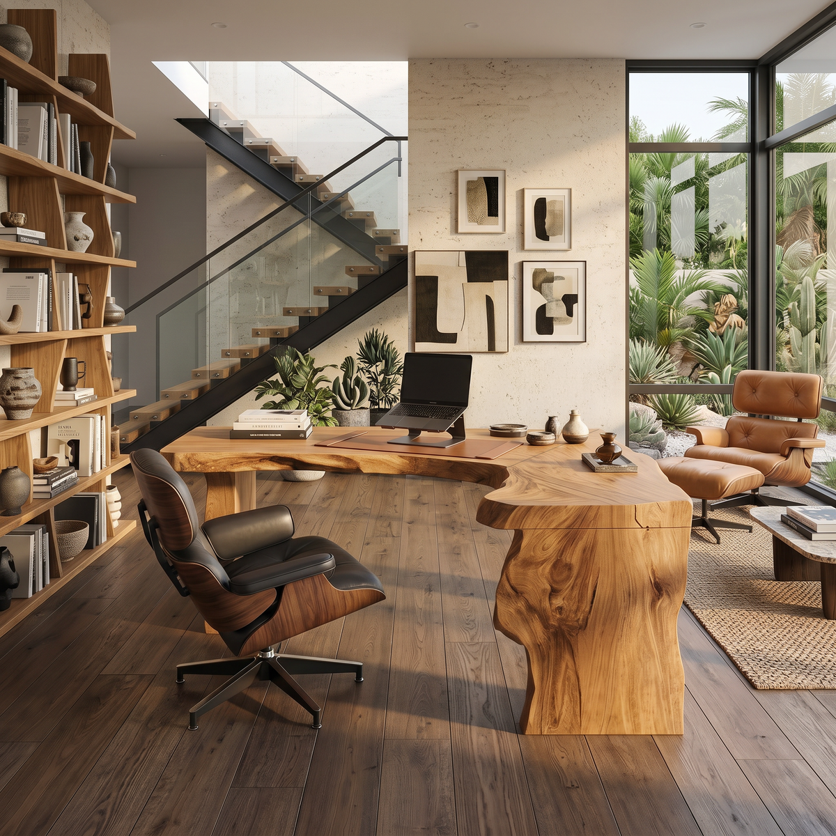 Rustic Live Edge L Shaped Desk For Home Workspace