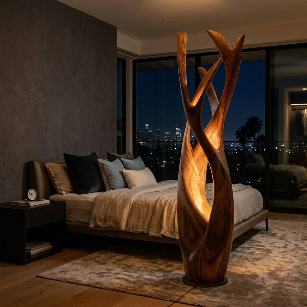 Wooden Floor Lamp For Contemporary Apartment