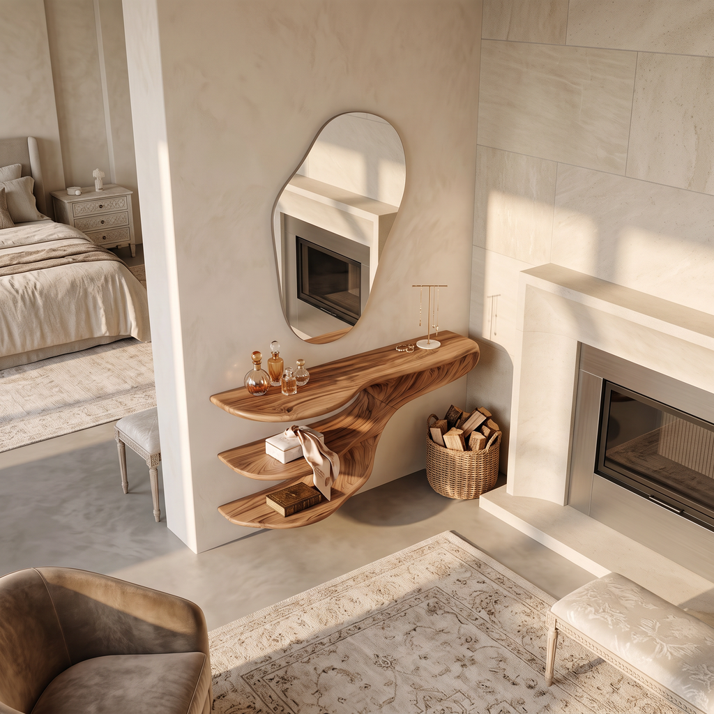 Rustic Solid Wood Vanity For Bedroom Makeup Organization