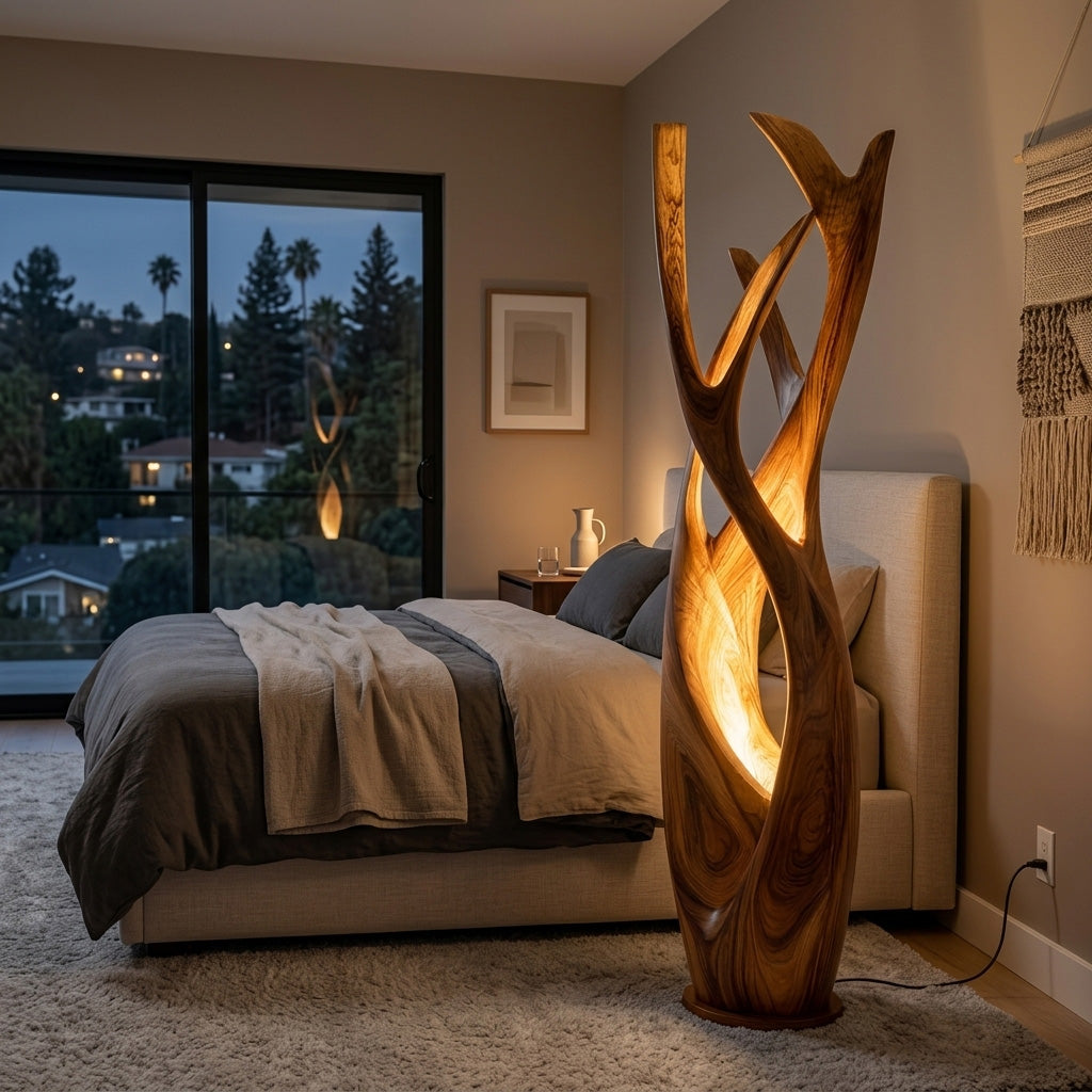 Wooden Floor Lamp For Contemporary Apartment