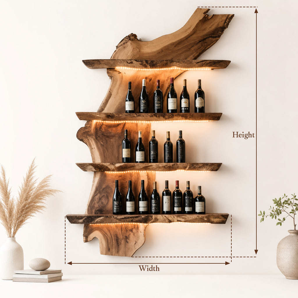 Handcrafted Live Edge Bar Shelf