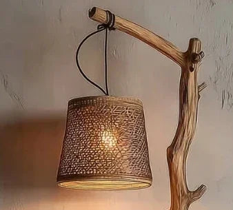 Rustic Driftwood Floor Lamp With Shelves