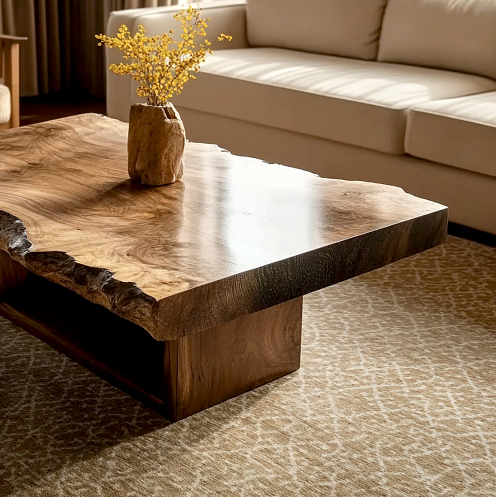 Natural Edge Irregular Solid Wood Coffee Table