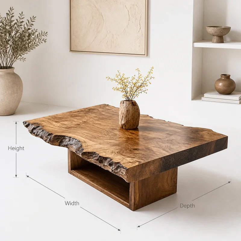 Natural Edge Irregular Solid Wood Coffee Table
