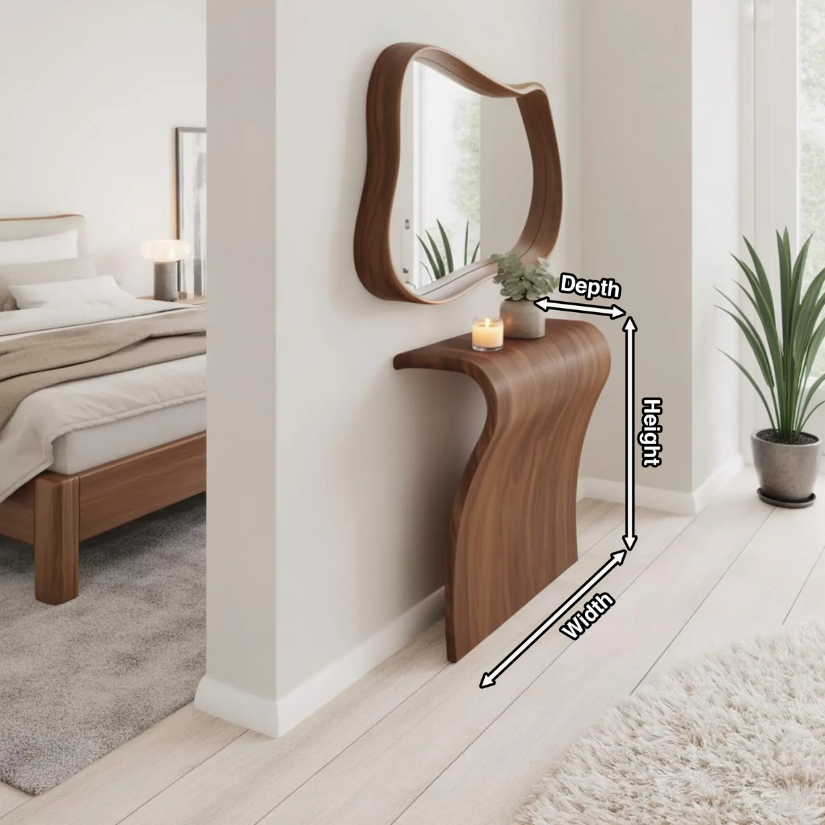 Modern Sculptural Curved Console Table For Entryway And Living Room