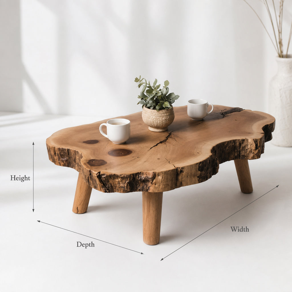 Sculptural Solid Wood Coffee Table