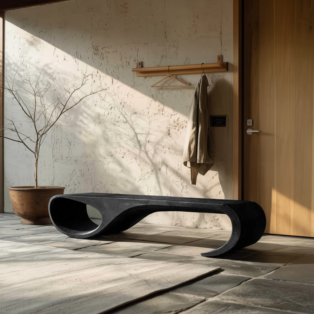 Modern Sculptural Bench For Entryway And Living Room Decor