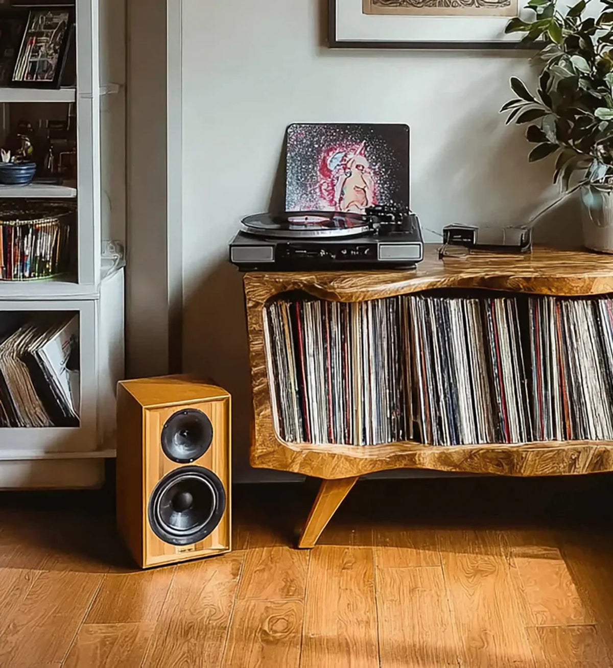 Handcrafted Wooden Record Player Stand