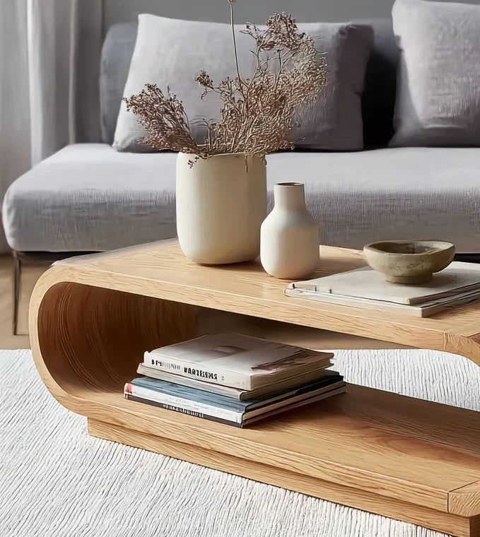 Modern Curved Wood Coffee Table