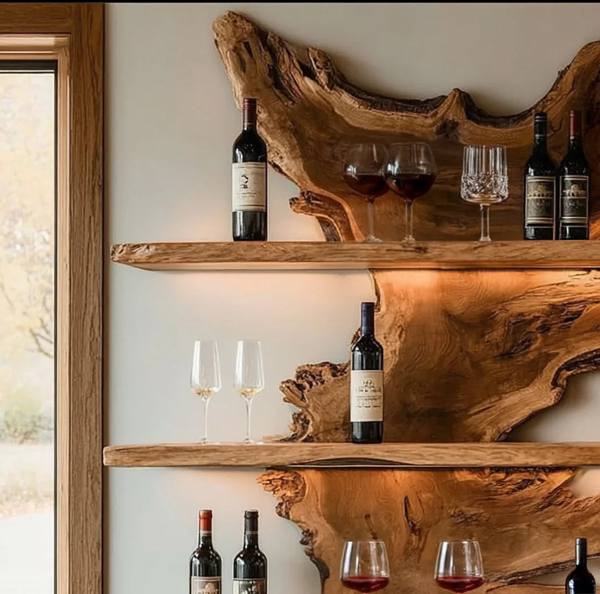 Live Edge Wood Bar Shelf