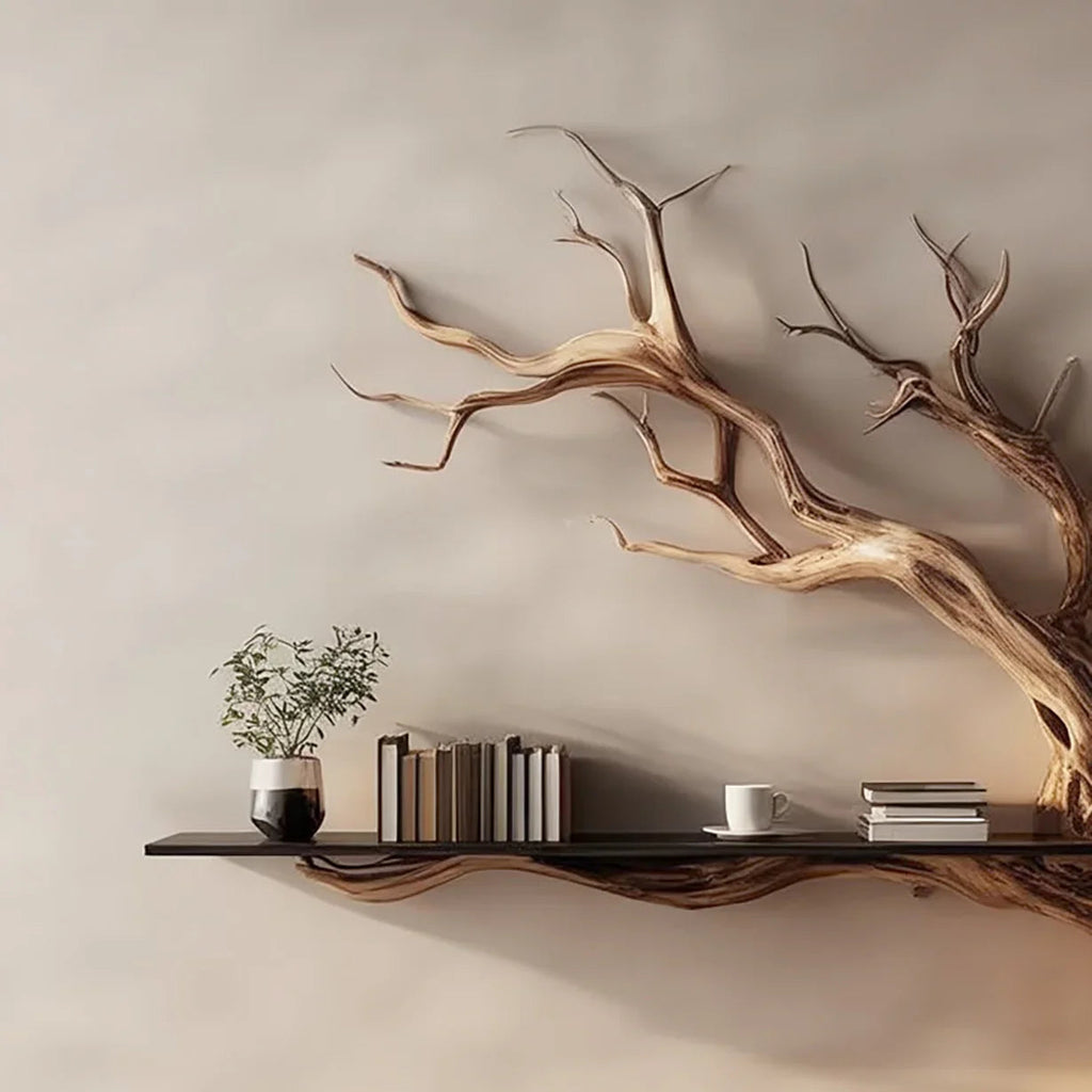Handcrafted Wooden Tree Wall Shelf