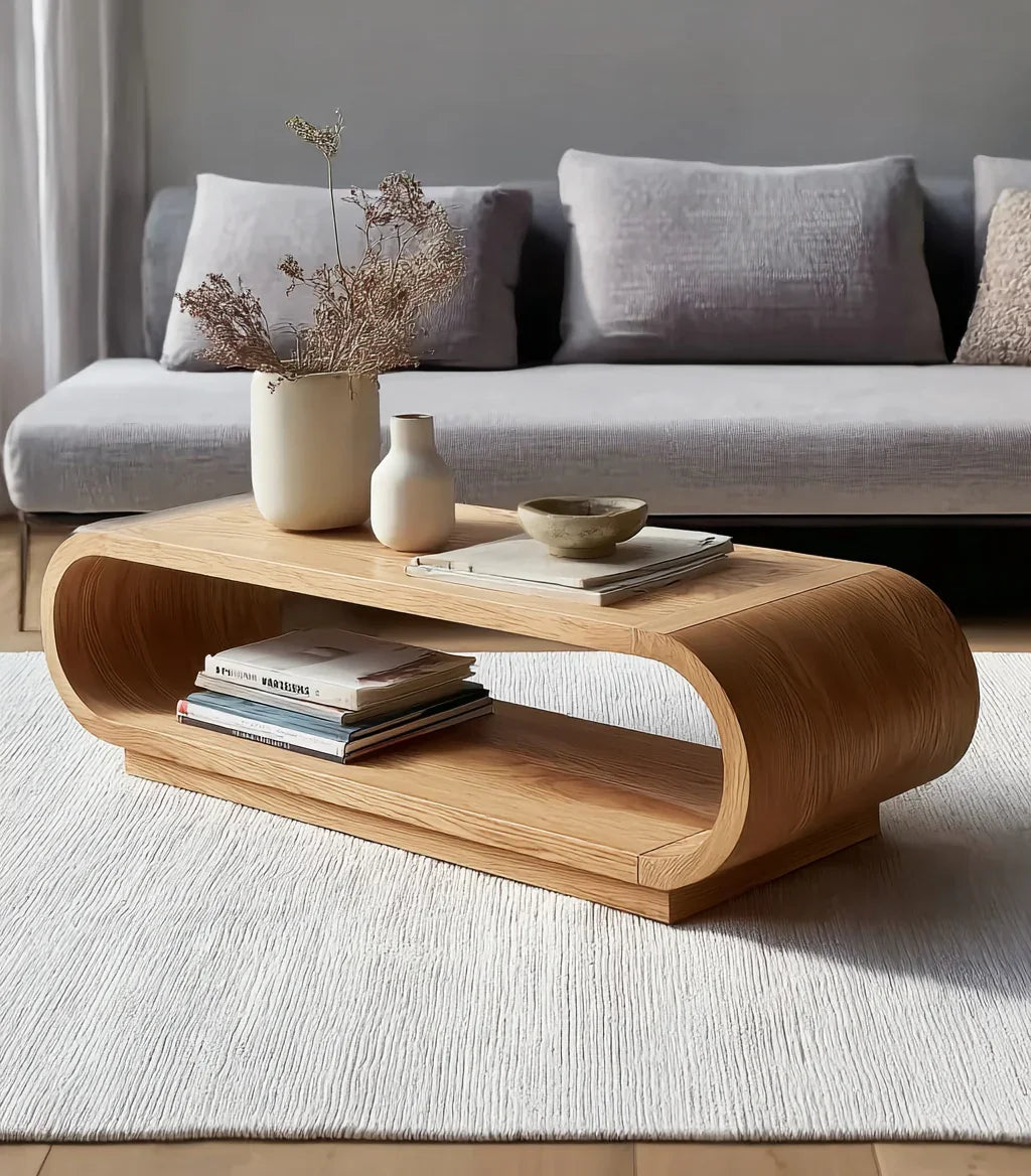 Modern Curved Wood Coffee Table