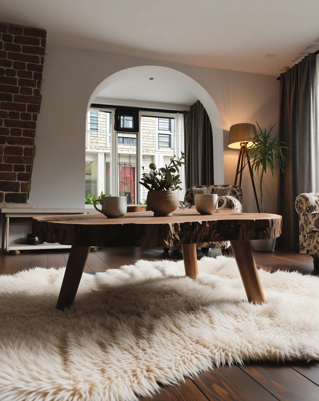 Sculptural Solid Wood Coffee Table