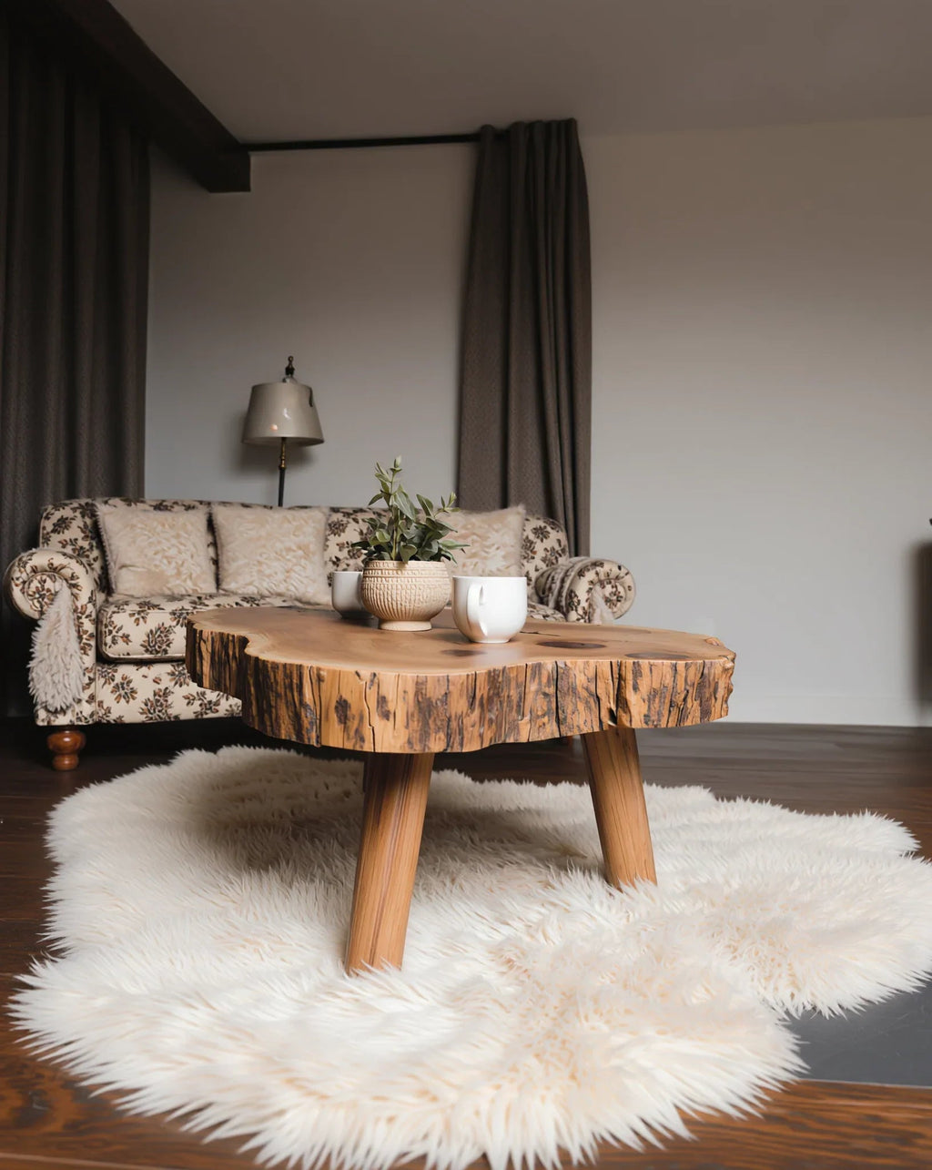 Sculptural Solid Wood Coffee Table