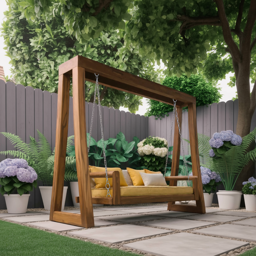 Contemporary Outdoor Swing Bench For Garden Patio Relaxation