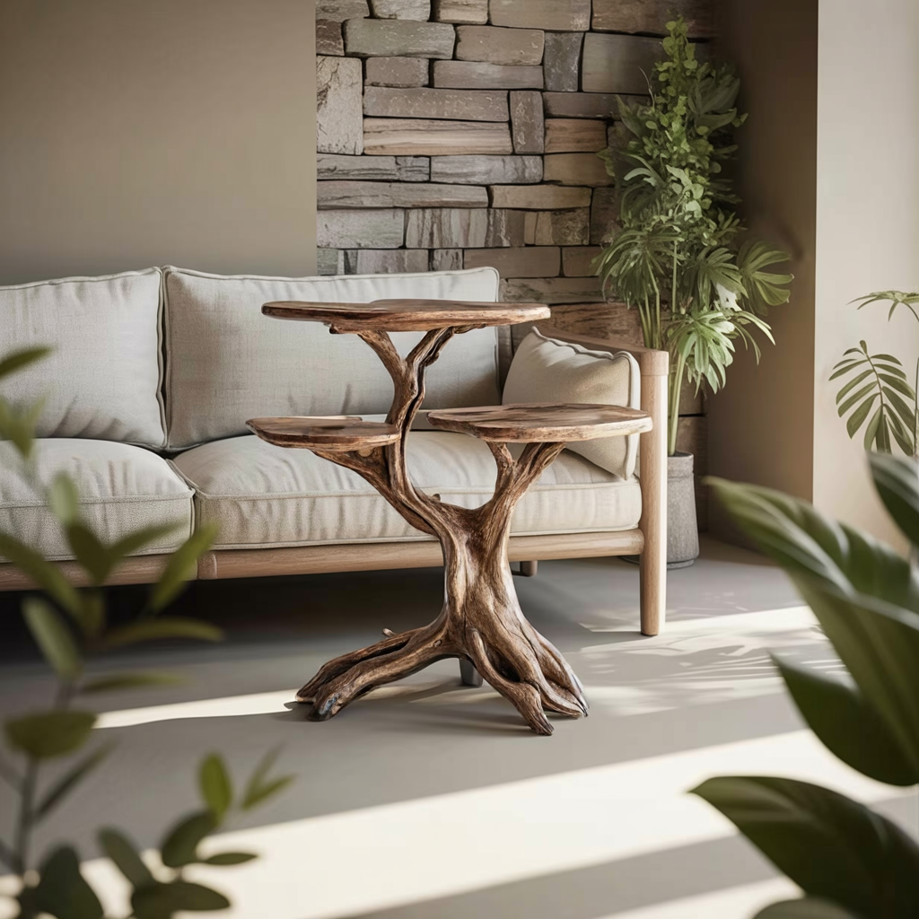 Farmhouse Solid Wood End Table For Living Room Space