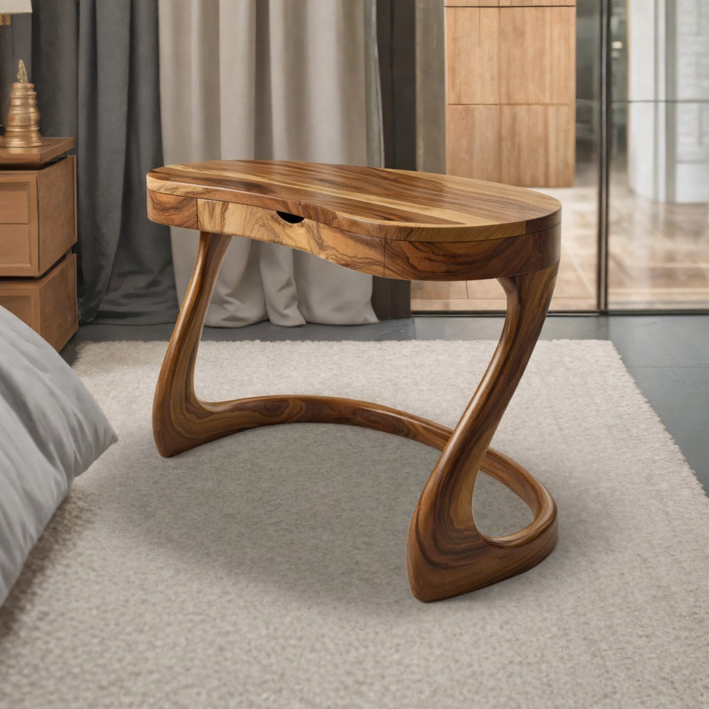 Modern Sculpted Desk With Drawers For Minimalist Home Office