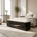 Modern Natural Wood Storage Bench For End Of Bed