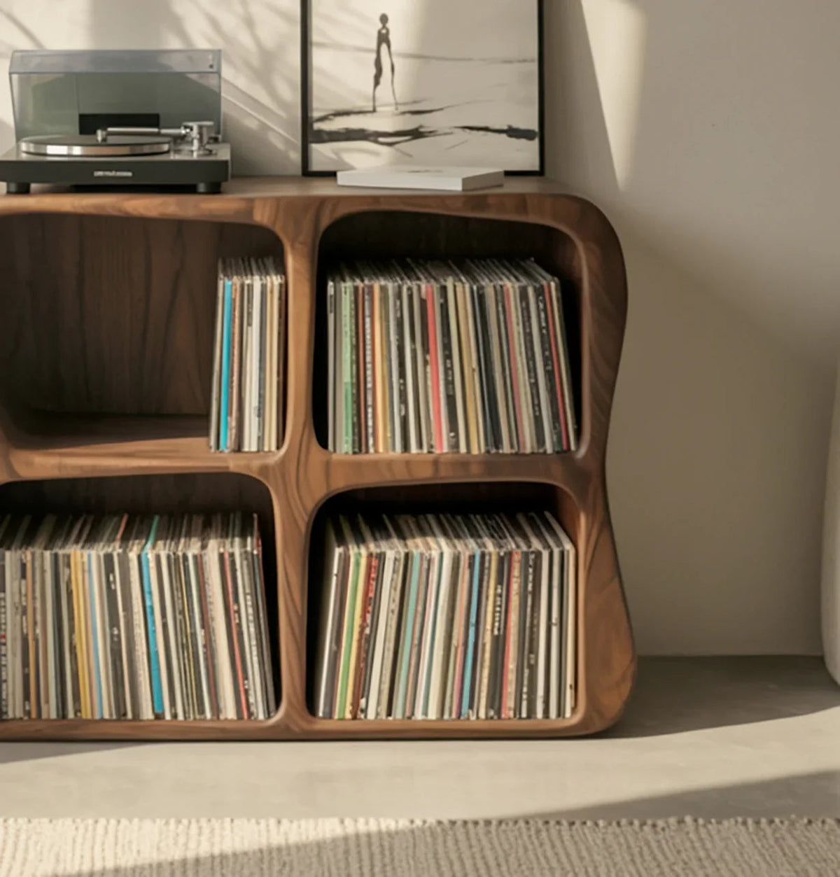 Solid Wood Vinyl Record Storage Cabinet