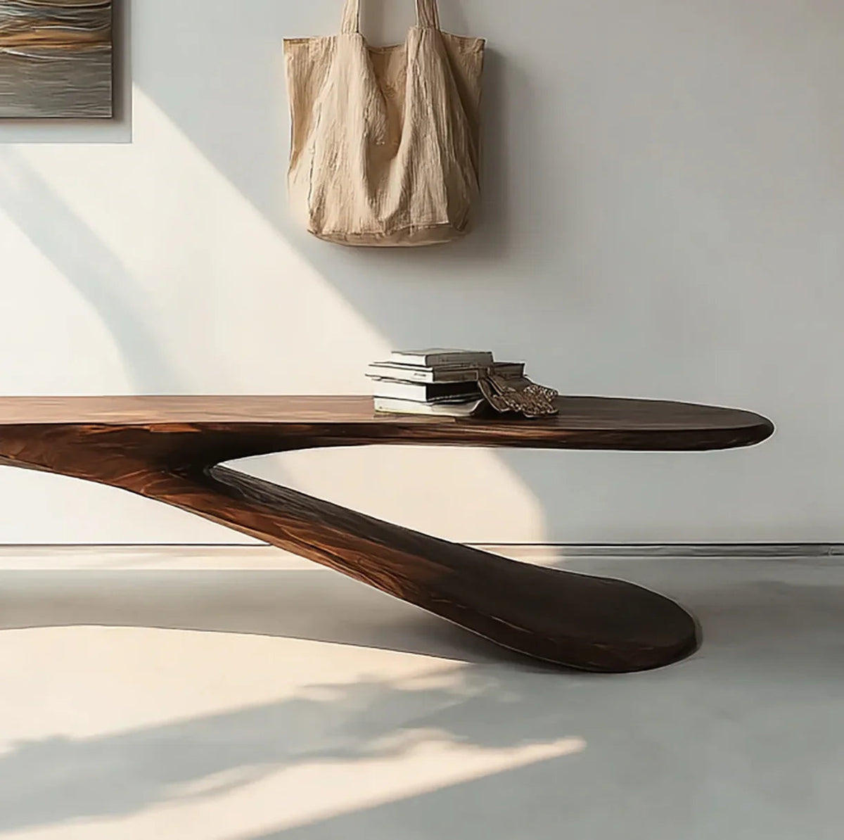 Handcrafted Sculptural Wood Bench