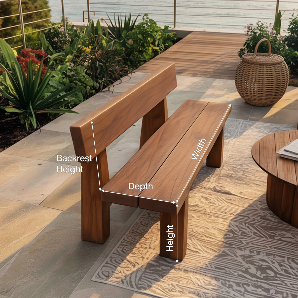 Minimalist Outdoor Garden Bench For Patio Balcony Courtyard